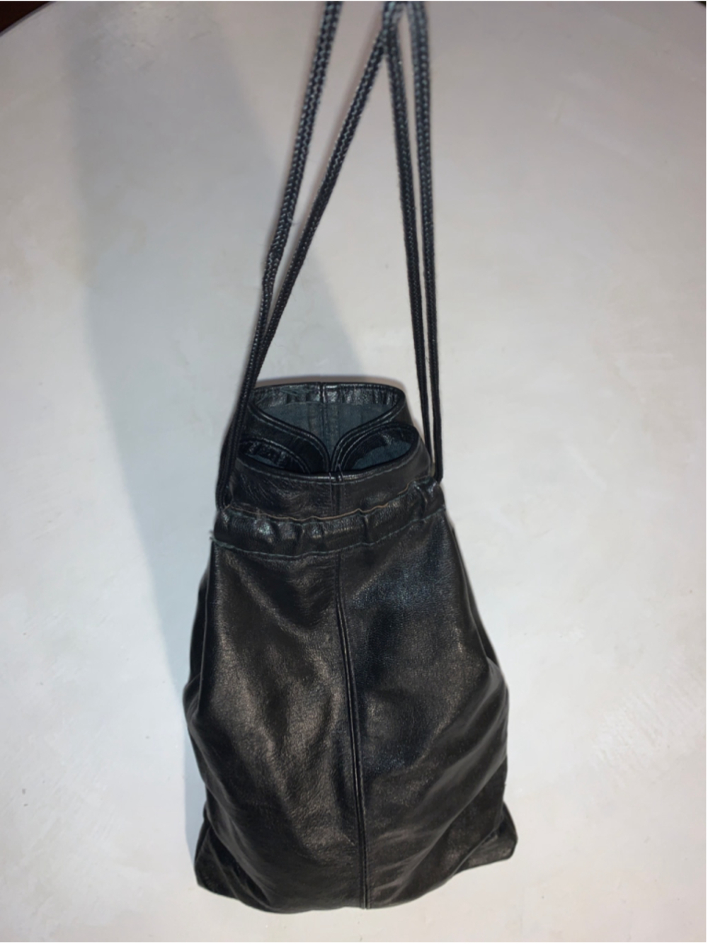 Women's Unbranded Black Leather Drawstring tote Bag One Size
